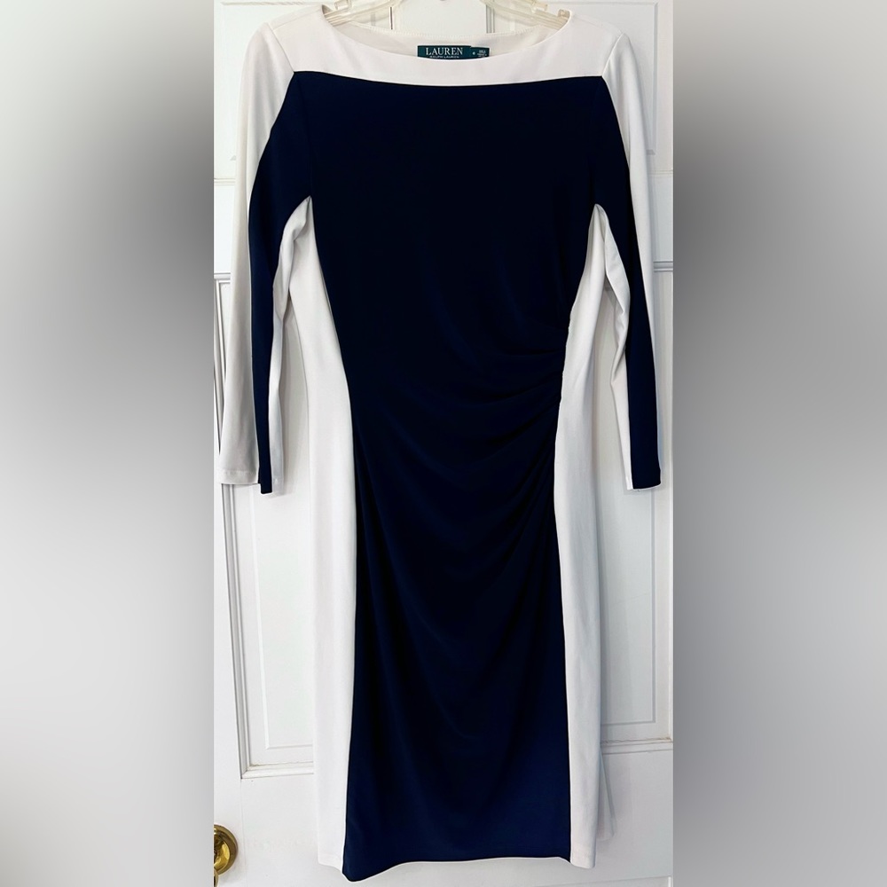 Ralph Lauren Navy & White Long Sleeve Dress
